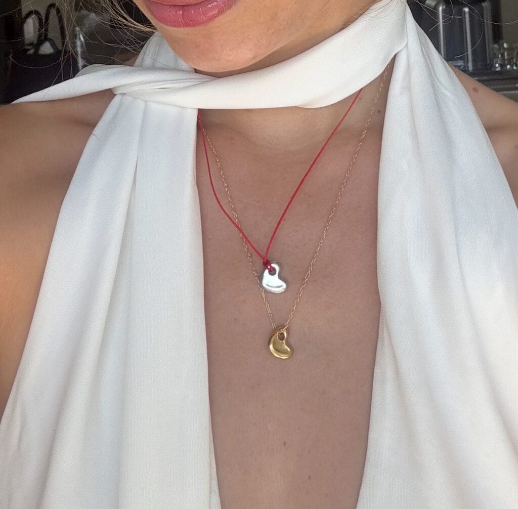 RED HEART NECKLACE IN SILVER